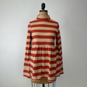 We The Free Tunic Women Extra Small Boho Striped Pleated Midriff Shirt Top Core